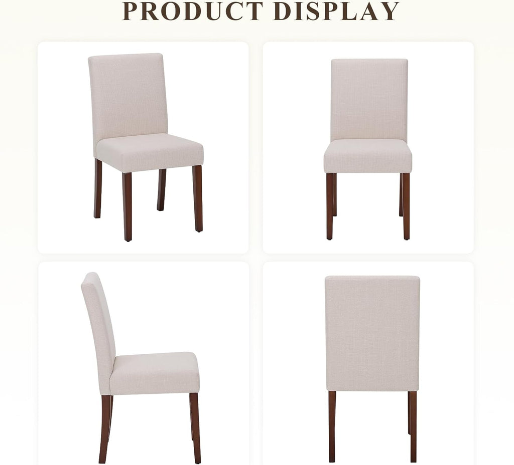 MALOL Upholstered Dining Chairs Set of 2, Fabric Dining Room Chairs, Modern Wooden Dining Chair, Kitchen Side Chairs, Farmhouse Dinner Chair with High Back for Kitchen, Beige