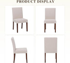 MALOL Upholstered Dining Chairs Set of 2, Fabric Dining Room Chairs, Modern Wooden Dining Chair, Kitchen Side Chairs, Farmhouse Dinner Chair with High Back for Kitchen, Beige