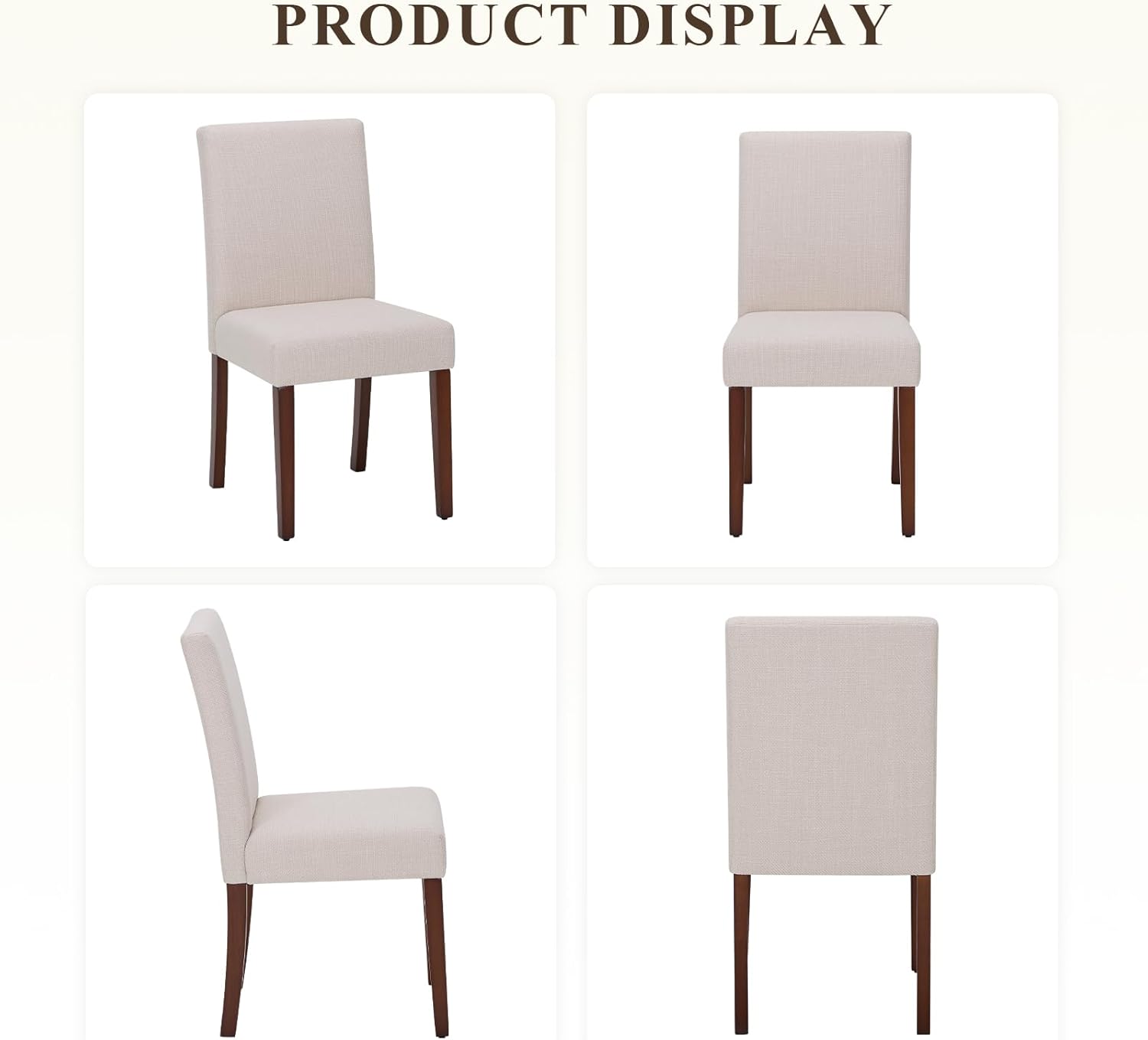MALOL Upholstered Dining Chairs Set of 2, Fabric Dining Room Chairs, Modern Wooden Dining Chair, Kitchen Side Chairs, Farmhouse Dinner Chair with High Back for Kitchen, Beige