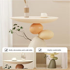 Resin Small Coffee Tables for Living Room Accent End Table Nightstand Bedside Table Snack Tray for Home Lightweight(Beige)