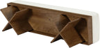 LITTLE TREE 55" Entryway Bench with Faux Lamb Wool, Upholstered Bench with X-Legs, for Living Room, Bedroom, or Foyer (White & Light Walnut)
