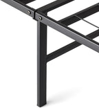 Amazon Basics Bed Frame with Storage, Foldable Metal Platform, Sturdy Steel, No Box Spring Needed, 14-inch High, Tool-Free Setup, Noise Free, Easy Assembly, Queen Size, Black