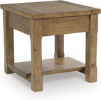 Signature Design by Ashley Vandenmore Casual 1-Drawer End Table with Bottom Shelf, Light Brown