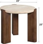 Acme Furniture Leonardo End Table in Travertine Top & Dark Oak