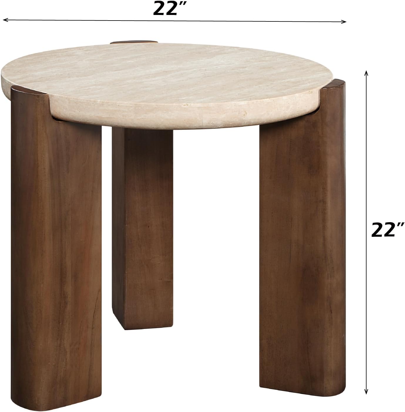 Acme Furniture Leonardo End Table in Travertine Top & Dark Oak