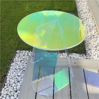 Acrylic Iridescent Side Table Round Clear Coffee End Table Accent Sofa Table for Living Room with Light-Refracting Rainbow Hues Heavy Duty(40 * 40 * 40cm)
