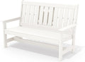SERWALL Outdoor Bench with Cup Holder, Oversized 58" HDPE Porch Bench Suitable for 3 Person, All Weather Patio Benches with High Backrest for Garden, Park, Yard, Front Porch, White