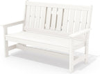 SERWALL Outdoor Bench with Cup Holder, Oversized 58" HDPE Porch Bench Suitable for 3 Person, All Weather Patio Benches with High Backrest for Garden, Park, Yard, Front Porch, White