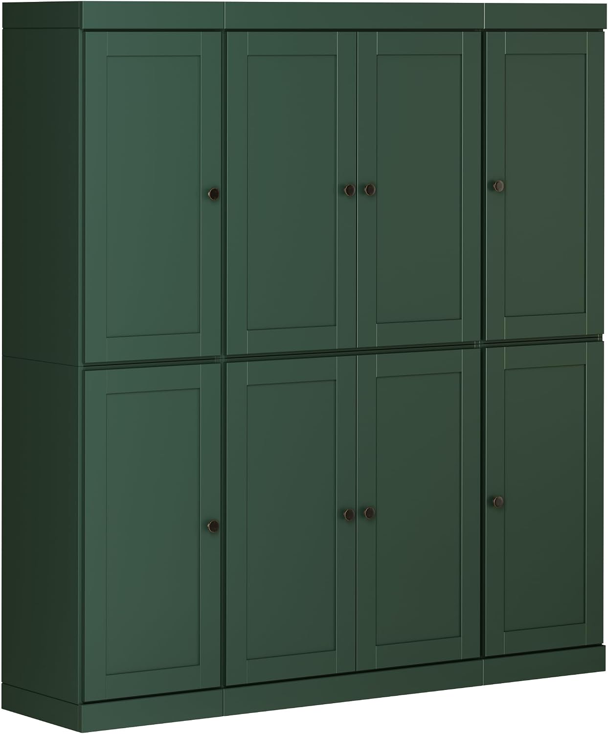 Palace Imports Solid Wood Pantry Cabinet - 71.5" Tall x 65" W - Wood Storage Cabinet w/ 8 Shaker Wooden Doors, 12 Adjustable Shelves - Kitchen Cupboard - Green, 100% Eco-Friendly Pine, Made in Brazil