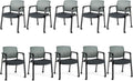 Giantex 10-Pack Waiting Room Chair Set, Rolling Office Desk Chairs with PU Wheels, Armrests, Stackable Guest Chair for Office, School, Lobby,Reception, Conference, Grey