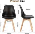 OLIXIS Dining Chairs Set of 4, PU Leather Upholstered Kitchen Chairs with Solid Wood Legs, Mid Century Modern Accent Chairs for Living Room, Bedroom, Patio, Black