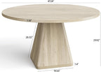 47 Inch Round Dining Table for 4-6, Circle Kitchen Table with Thickened Tabletop, Modern Dining Room Tables with Square Pedestal Base, Dinner Tables for Kitchen Small Space, Oak (Table Only)
