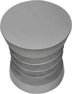 Round Magnesium Oxide Accent Side Table, 24.75" H Modern Grey End Table, Indoor & Outdoor Versatile Nightstand for Living Room Bedroom Patio