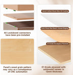 Sebastack Sideboard, Buffet Cabinet with 3 Storage Drawers, Easy Assembly Coffee Bar Wood Buffet Table for Kitchen, Dining Room, Bathroom, Office, Hallway, Beech Color (1 pcs)