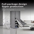 Rotating Shoe Rack Tower Cover, 420D Heavy Duty Oxford Fabric, Waterproof, Grey, 25" Dia x 63" H, with Side Zippers, for Walk-in Closet