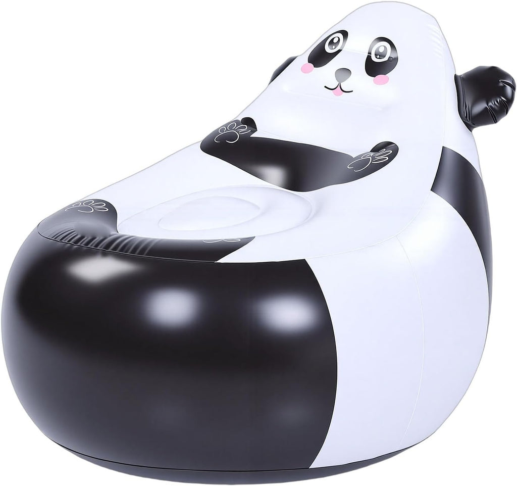 Zunate Cartoon Panda Inflatable Chair, Portable Animal Shaped Air Filled Couch for Kids, Lightweight Soft Seat for Outdoor Camping Beach Travel Indoor Backyard, Fun Inflatable Sofa with