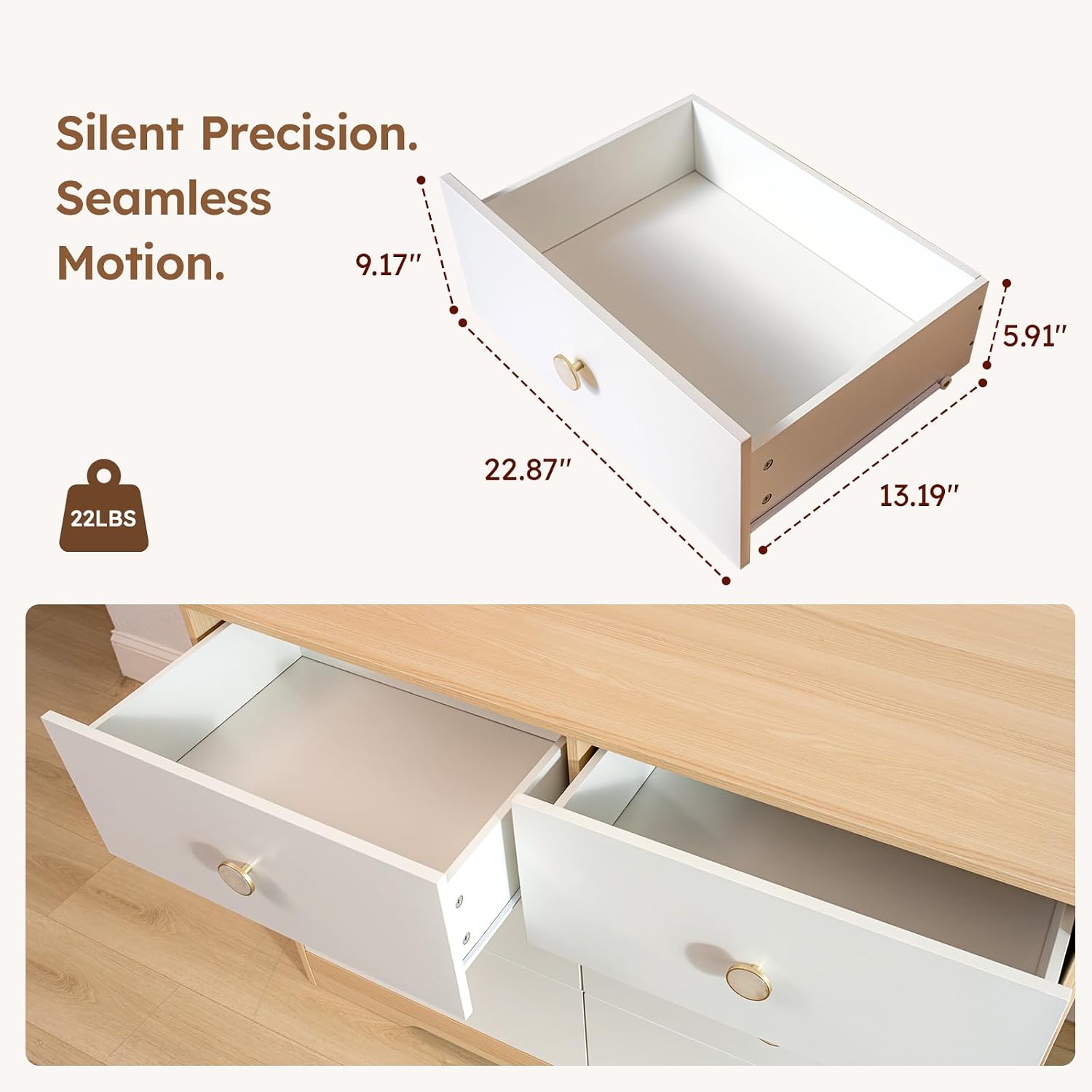 White Baby Dresser for Nursery Bedroom, 6 Drawer Organizer for Closet