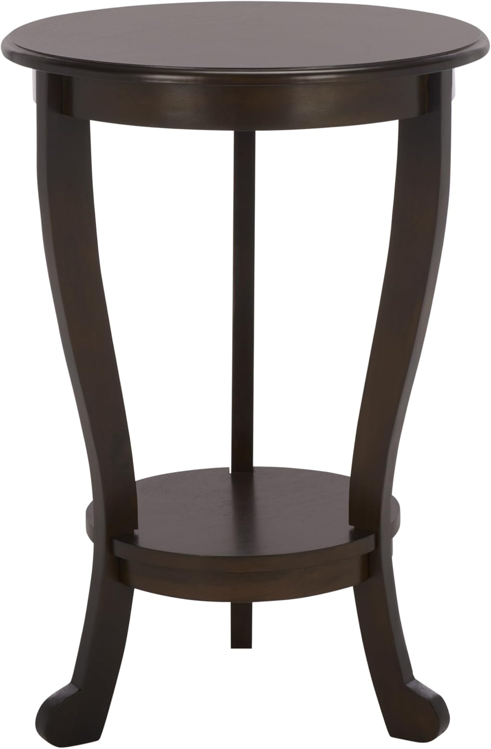 SAFAVIEH Furniture - Mary Pedestal Table - Dark Chocolate - Solid Wood - Farmhouse Pedestal Design - Ideal for Living Room, Entryway, Home Office, 18.1" W x 18.1" D x 26" H (AMH5711F)