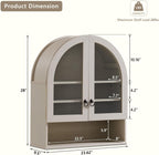 IFGET Bathroom Arched Wall Cabinet, 23.6'' Wide Medicine Cabinet with Adjustable Shelves & Acrylic Glass Doors, Over The Toilet Storage Wall Mount Cabinet for Laundry Room,Kitchen & Living Room, Cream