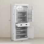 71" Kitchen Pantry Cabinet with Motion Sensor Light, Tall Storage Cabinet with 6 Door Shelves, a Drawer & 4 Adjustable Shelves, for Living Room, Dining Room, White,15.7 * 30.1 * 71.3