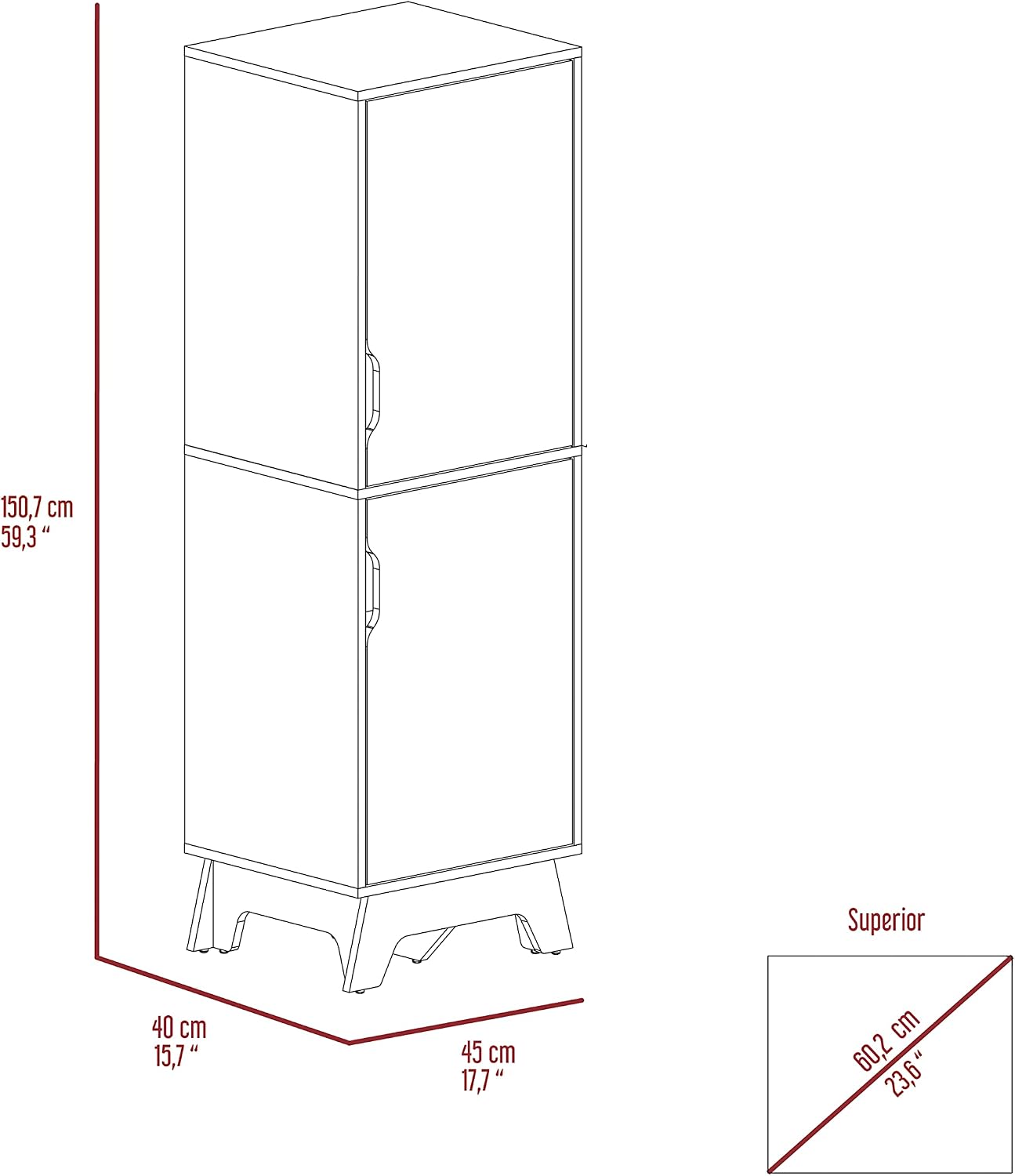 Pamplona Microwave Tall Cabinet with Double Doors - Light Oak & White Combo