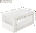 Coffee Table with Storage, 39" High Gloss Small Center Table with Transparent Legs and Sides Storage, Modern 2-Tier Coffee Tables for Living Room, Home Office, Apartment, White