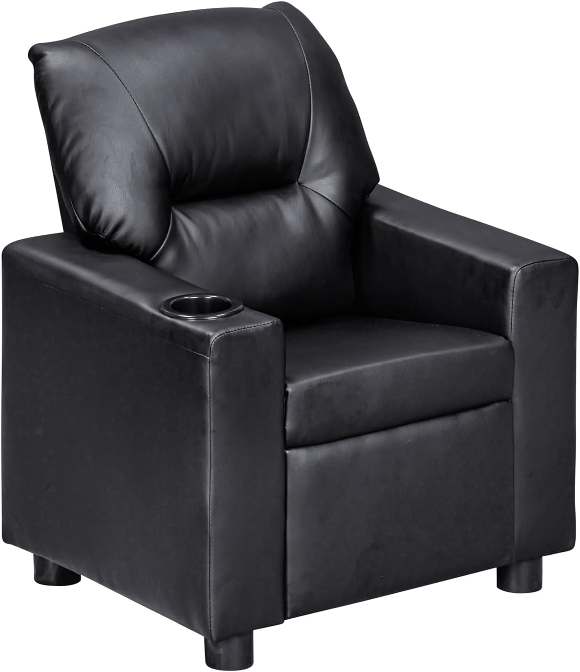 Olive & Opie Oakley Kids/Toddler Push Back Recliner Chair, Lounge Sofa for Boys & Girls Ages 3 and Up, Soft Upholstery,Vegan Leather Onyx