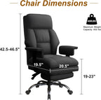 Executive Office Chair with Wheels PU Leather Ergonomic Desk Chairs with Foot Rest High Back Computer Gaming Chairs for Home Office