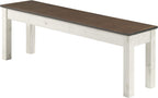 Furniture Dash - Wood Bench - Entryway Bench - Dining Bench - 53.15" W, 12.2" D, 17.72" H - 22lb - White Distressed