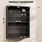 6-Tier Wall Display Case with Glass Doors, LED Sports Card Display Case with Adjustable Glass Shelves, Shot Glass Display Case for Collectibles, Display Cabinet for Trading Cards, Black
