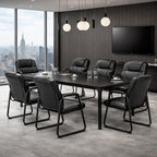 Office Guest Chair Set of 4, Leather Waiting Room Chair with Sled Base and Armrests, Reception Desk Chair No Wheels, Conference Room Chair for Office Lobby Clinic Home