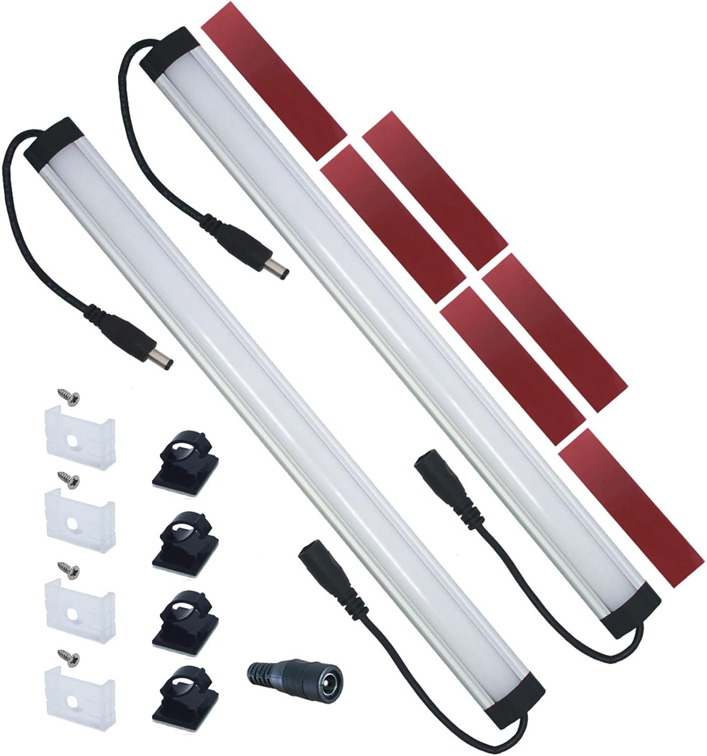Litever Extra Under Cabinet Lighting Bars,12VDC, 5000K Daylight White, with Mounting Clips, Screws, Self-Adhesive Pads. Compatible LL-008 Series ONLY-[2-Pack-5000K]