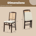 HAPPYGRILL Folding Dining Chairs Set of 2, Wood Kitchen Chair with Rattan Backrest & Padded Seat, Foldable Armless Side Chairs Set for Dining Room, Living Room, No Assembly (2, Espresso & Beige)