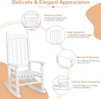 Outvita Wood Children's Rocking Chair, Perfect for Indoor or Outdoor All-Weather Wooden Porch Rocker for Garden, Yard, and Balcony, Patio Rocking Chair Suitable for Kids Ages 6-10(White)