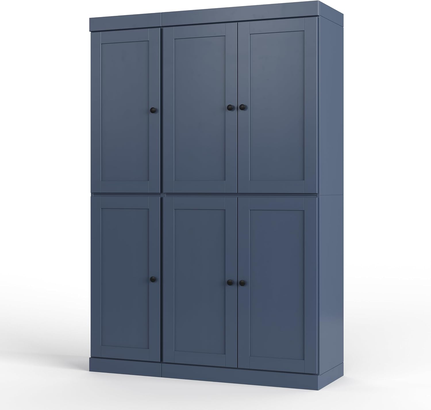 Palace Imports Solid Wood Tall Kitchen Pantry Cabinet - 71.5" H x 48.5" W – Utility Cabinet w/ 6 Shaker Doors, 2 Drawers & 8 Adjustable Shelves – Antique Blue, 100% Eco-Friendly Wood, Made in Brazil