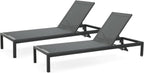 Outdoor Chaise Lounge Chair Set of 2, Aluminum Adjustable Outside Chair for Pool Patio Beach Yard, All Weather Use UV Resistant 400lbs Weight Capacity, Black