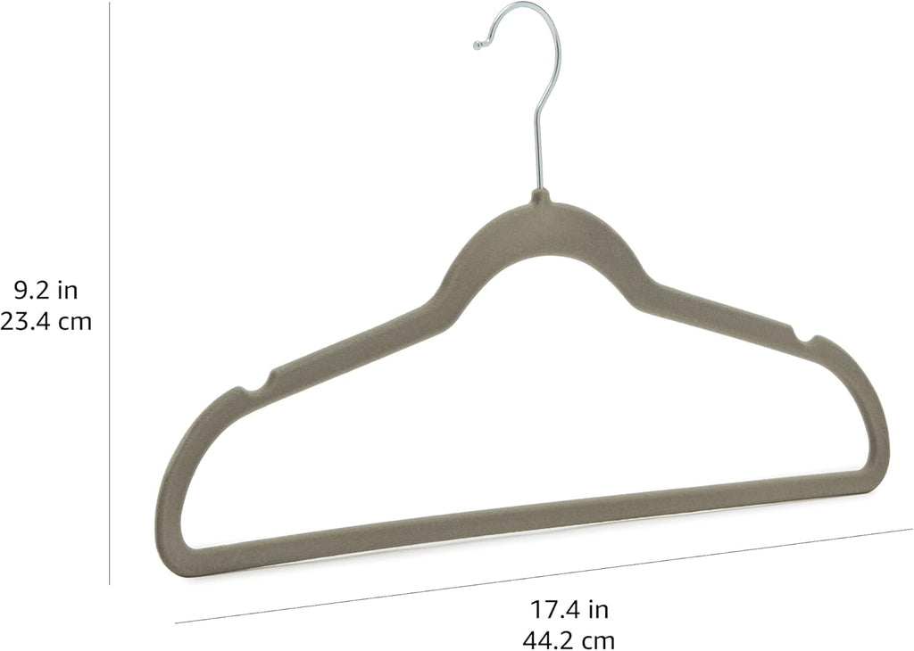 Amazon Basics Slim Velvet Non-Slip Space Saving Suit Clothes Hangers, Sturdy Metal, Gray/Silver, 30-Pack