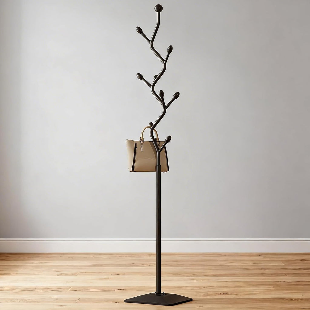 Coat Rack Freestanding Metal Tree Coat Rack Stand with Hooks, Modern Standing Hat Rack for Entryway Hallway Bedroom Office (black)