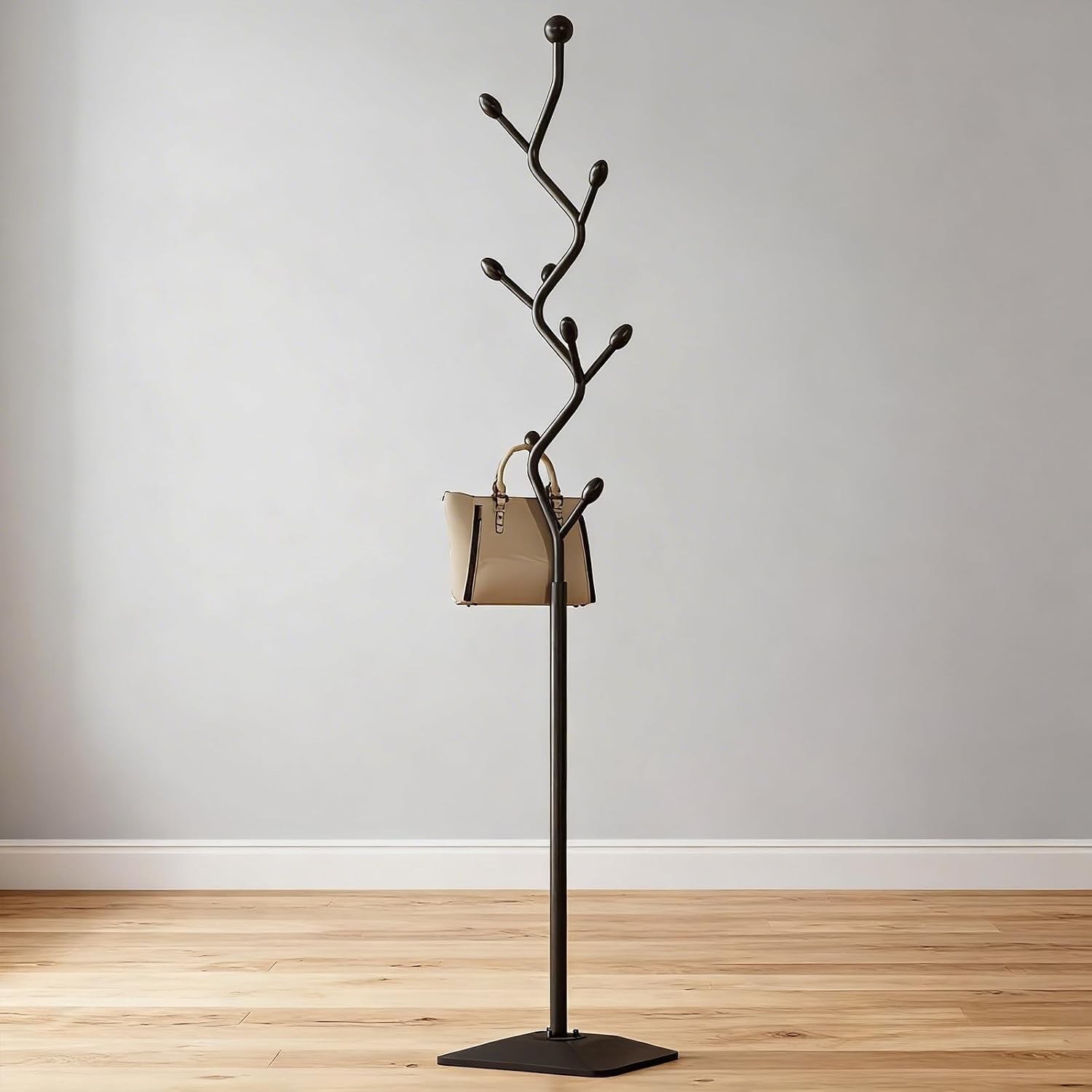 Coat Rack Freestanding Metal Tree Coat Rack Stand with Hooks, Modern Standing Hat Rack for Entryway Hallway Bedroom Office (black)