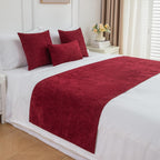 Chenille Bed Runner Soft Solid Color Bed Scarf for Twin Queen King Size Bed, Modern Minimalist, 12 Colors, 4 Sizes, Matching Pillow Covers Optional-White||2Pillowcase 30x50