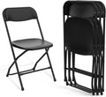 Folding Chairs 4 Pack, Plastic Folding Chairs for Outside, Heavy Duty Foldable Chairs, Sturdy Metal Folding Chairs, 350 lbs Capacity, for Patio, Garden, Camping, Black