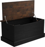 OSHOME 35.5" Solid Pine Storage Chest with Lift -Top Hinged Lid, Storage for Bedroom, Entryway and Living Room in Harvest Black Finish