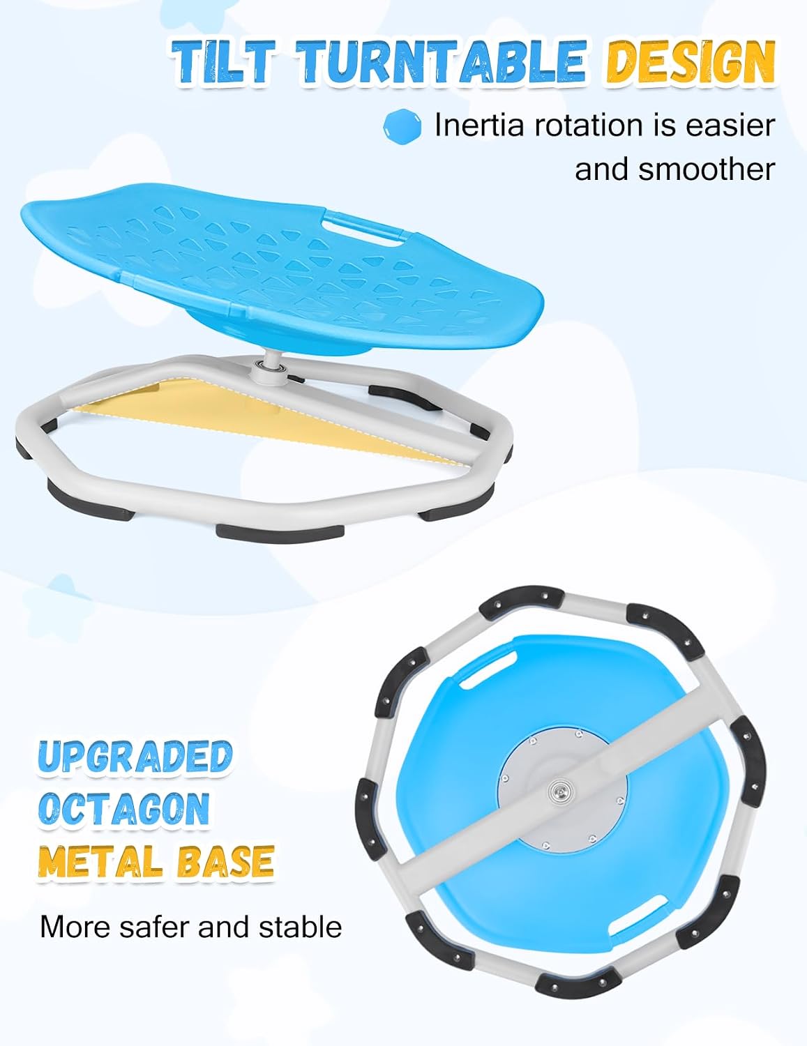 Upgraded Sensory Spinning Chair for Autistic Kids with Handles, Spin Chair for Kids Autism & ADHD, 360° Rotating Seat for Balance and Coordination, Enhancing Motor Skills, Blue