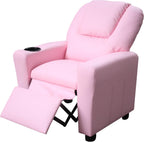 23" Pink PU Leather Recliner Chair with Cupholder