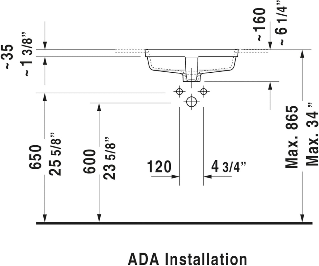 Duravit 0330430017 Vero 18-1/4" Rectangular Ceramic Undermount Bathroom Sink with Overflow
