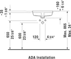 Duravit 0330430017 Vero 18-1/4" Rectangular Ceramic Undermount Bathroom Sink with Overflow