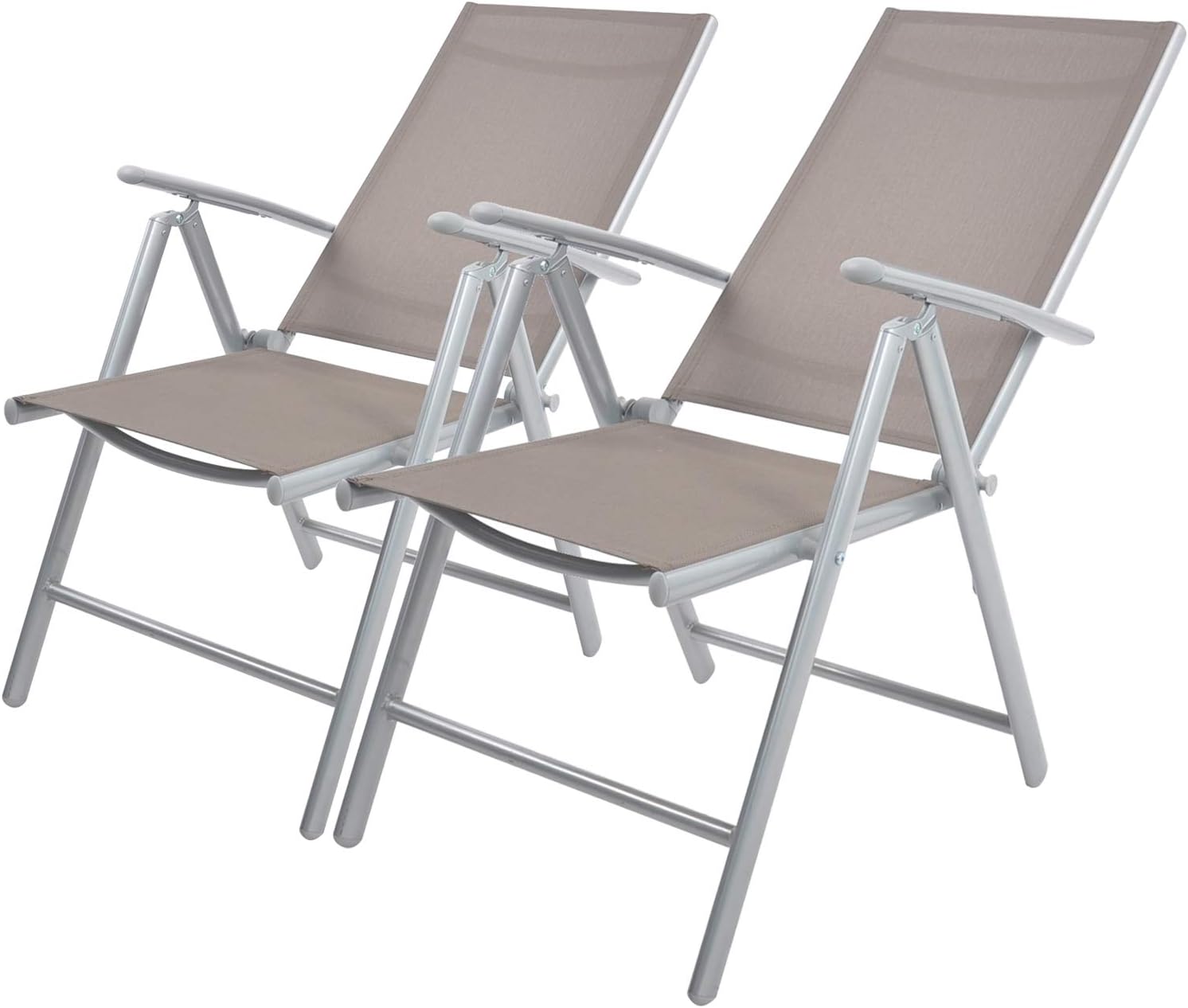 Set of 2 Folding Sling Back Chairs Patio Adjustable Reclining Back Sturdy Aluminum Frame with Armrest Chair Zero-gravity Indoor Outdoor Garden Pool Bench,Gary