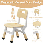 2 Pack Adjustable Kids Chair, 3 Height Levels Plastic Toddler Chair with Non-Slip Feet, 220lbs Load Capacity, Indoor Outdoor Home Kindergarten Chair for 3-8 Years Old-Natural