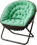 Oversized Folding Saucer Chair Carbon Steel Frame for Home Office Living Room Nero Color(Green)