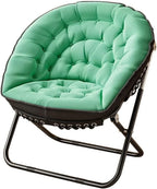 Oversized Folding Saucer Chair Carbon Steel Frame for Home Office Living Room Nero Color(Green)